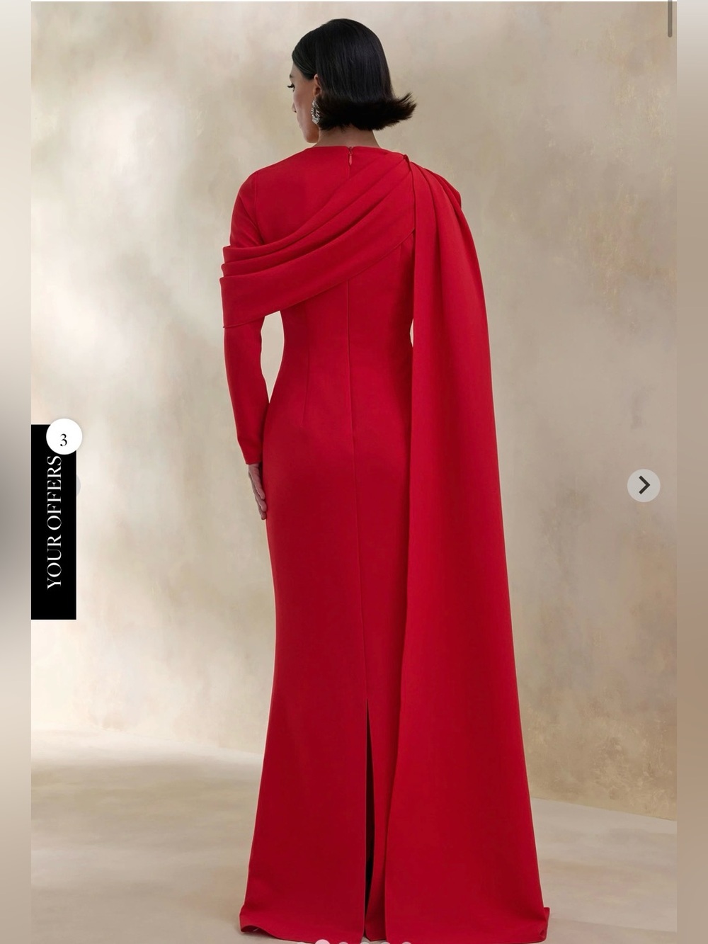 Club L London Scarlet Draped Long-Sleeve Evening Gown - Picture 3 of 4